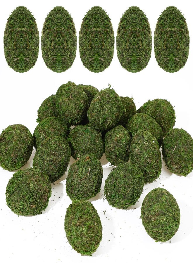 Arrowbash 24 Pcs Faux Moss Easter Eggs Artificial Moss Green Eggs Bulk DIY Crafts Green Balls Foam Easter Basket Suffer for Hunt Prizes Gifts Party Decoration - Image 1